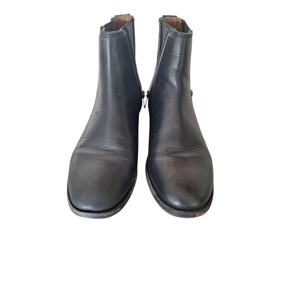 Frye Carly Zip Ankle Boots Womens Size 7.5 B Black Leather Booties Pull On Shoes
